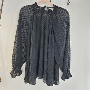 H&M sheer black romantic tunic blouse